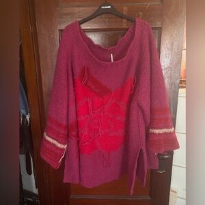 Rose Pattern Free People Alpaca Sweater